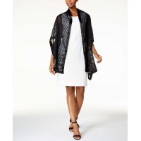 INC International Concepts Women’s Chain Link Burnout Wrap (Black, One Size)