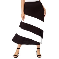 INC International Concepts Women’s Colorblocked Skirt (Blk/Wht, 1X)