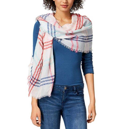  Women's Colored Up Plaid Wraps, Navy