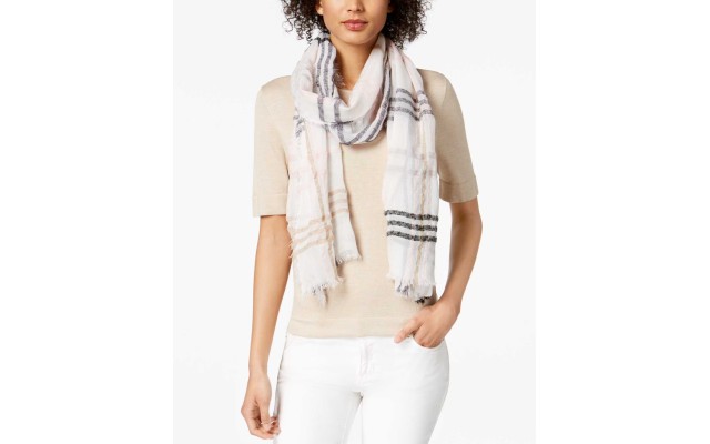  Women's Colored Up Plaid Wraps, Natural