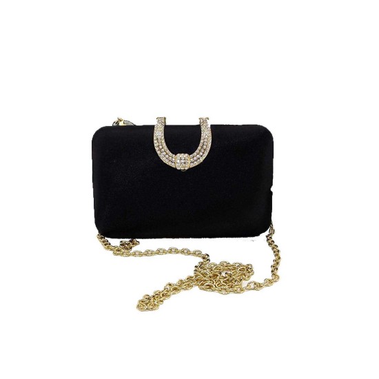  Women's Danyele Satin Clutches Handbags, Black/Gold
