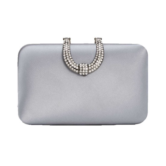  Women's Danyele Satin Clutches Handbags, Gray/Silver