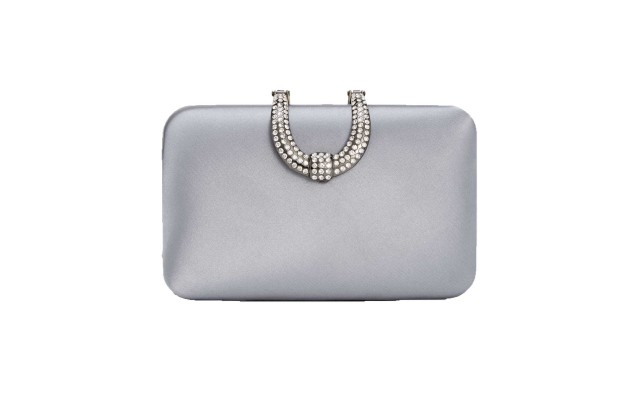  Women's Danyele Satin Clutches Handbags, Gray/Silver
