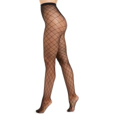 INC International Concepts Women’s Diamond-Fishnet Tights (Black, Small/Medium)