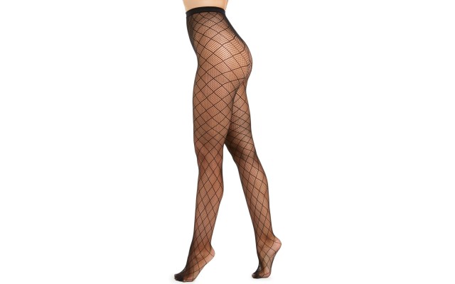 Women’s Diamond-Fishnet Tights (Black, Small/Medium)