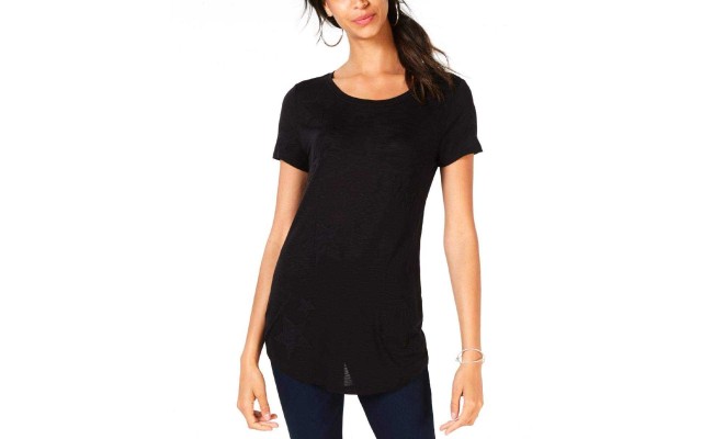  Womens Embroidered Short Sleeves Blouses (Black, S)