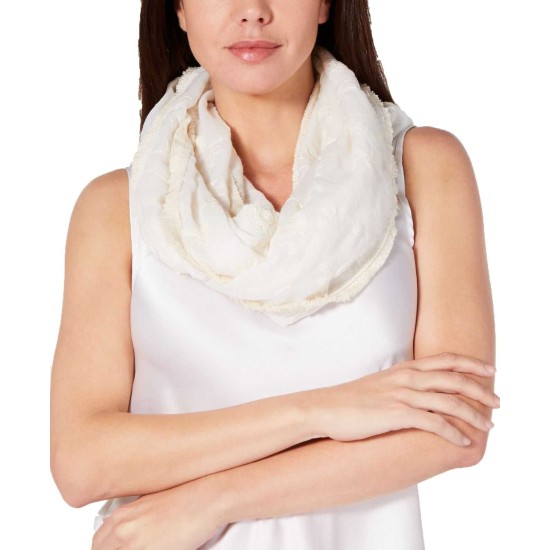  Women's Embroidered Spring Loop Scarves, Natural