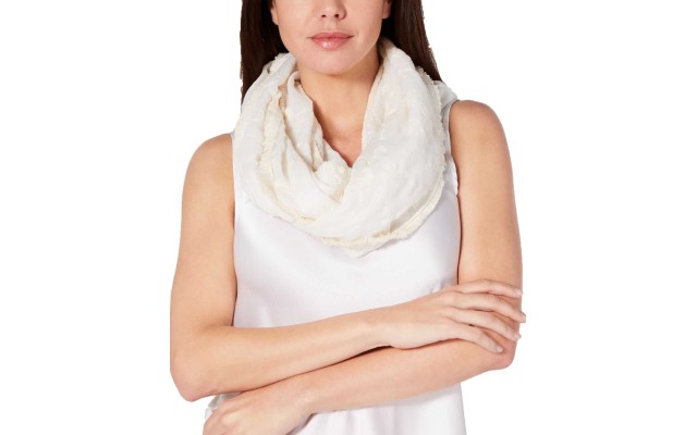  Women's Embroidered Spring Loop Scarves, Natural