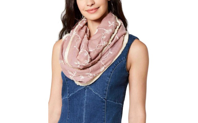  Women's Embroidered Spring Loop Scarves, Pink