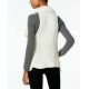  Women's Faux Sherpa Reversible Vests, Ivory, Medium / Large
