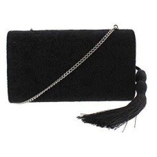 INC International Concepts Womens Flaviee Velour Pattern Clutch Handbag Black Small