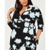  Women's Floral Hanky-Hem Wrap Dress