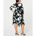  Women's Floral Hanky-Hem Wrap Dress