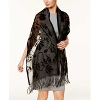 INC International Concepts Women's Floral Scroll Wraps, Black