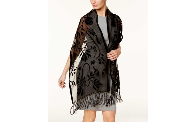  Women's Floral Scroll Wraps, Black