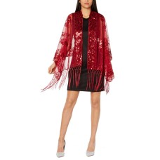 INC International Concepts Women’s Floral Sequined Fringe Evening Wrap