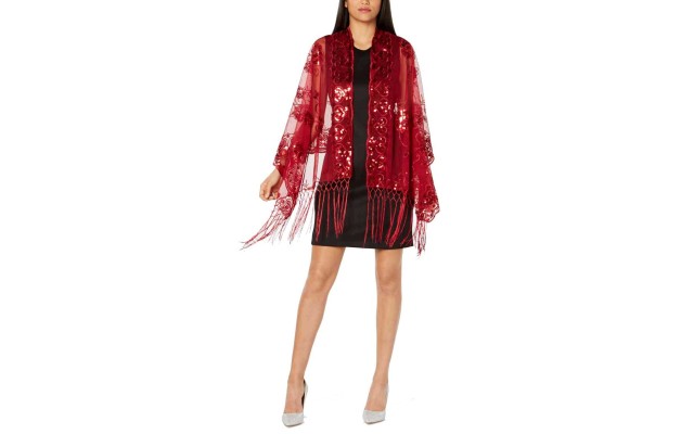  Women’s Floral Sequined Fringe Evening Wrap