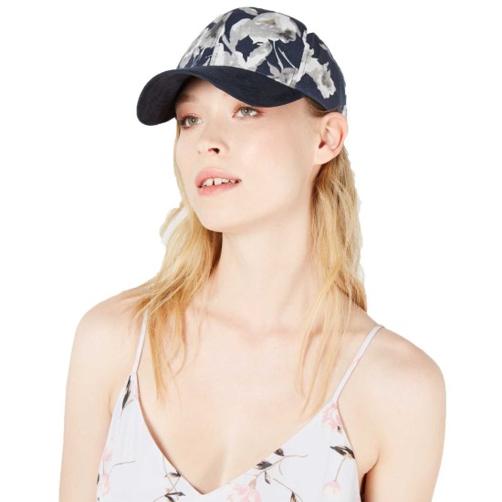  Women’s Floral Suede Baseball Caps, Navy