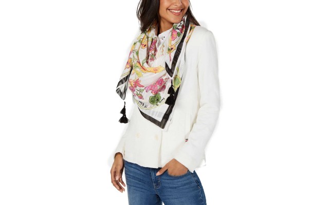  Women's Garden Trellis Square Scarves, Pink/Black