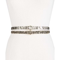 INC International Concepts Women’s Glitter & Lace 2-for-1 Skinny Reversible Belts