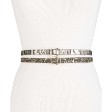 INC International Concepts Women’s Glitter & Lace 2-for-1 Skinny Reversible Belts