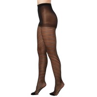 INC International Concepts Women's Horizontal Ribbon Tights, Black, X-Small / Small
