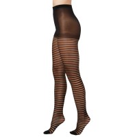 INC International Concepts Women's Horizontal Ribbon Tights, Black, Small/Medium