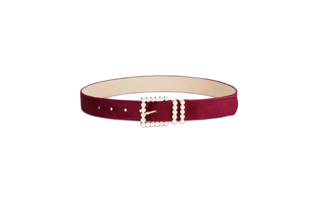  Women's Imitation-Pearl Velvet Belt