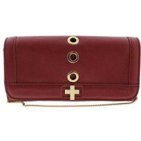 INC International Concepts Womens Korra Faux Leather Grommet Clutch Handbag Red Small