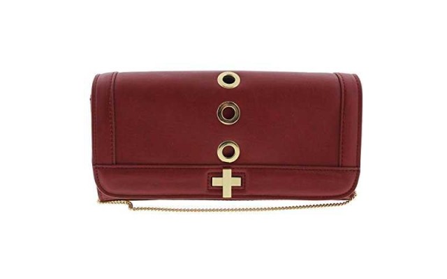  Womens Korra Faux Leather Grommet Clutch Handbag Red Small