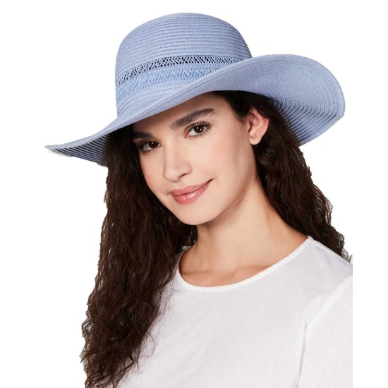  Women’s Lace-Insert Floppy Hats, Blue