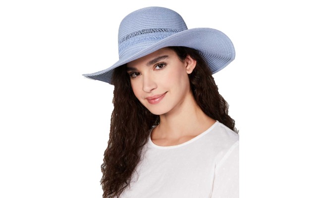  Women’s Lace-Insert Floppy Hats, Blue