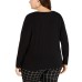  Women’s Long-Sleeve Asymmetrical-Twist Top (Black, 1X)