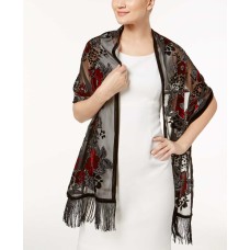 INC International Concepts Womens Midnight Floral Evening Wrap Scarf Black One Size