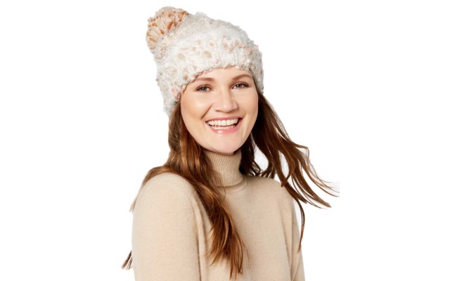  Women's Mixed Yarns Beanies, Ivory