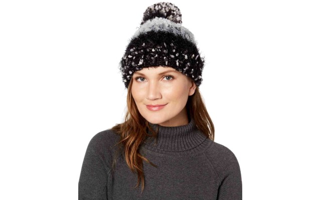 Women's Mixed Yarns Beanies, Black