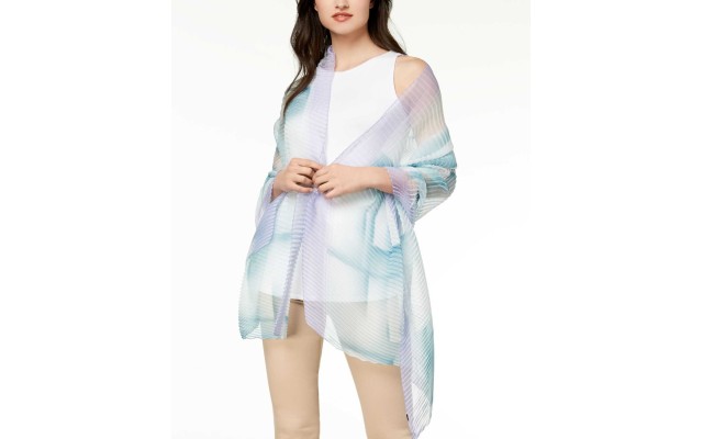  Women's Ombre Geo Pleated Wraps, Teal