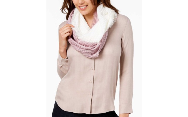 Women's Ombre Waffle Loop Scarves, Dusty Lilac