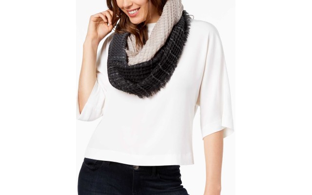 Women's Ombre Waffle Loop Scarves, Black