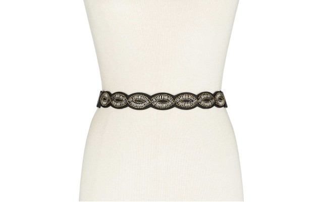  Women's Oval Beaded Scallop Stretch Belt