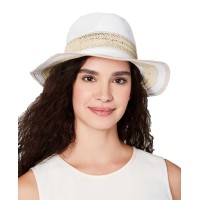 INC International Concepts Women’s Packable Raffia Panama Hats, White