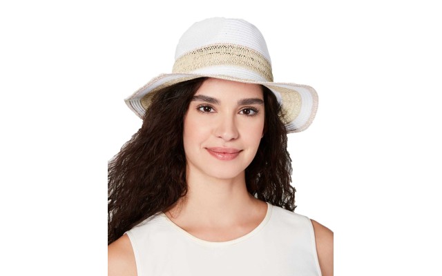  Women’s Packable Raffia Panama Hats, White