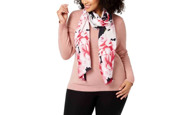  Women's Painted Dusk Floral Wrap & Scarves, Black Multi