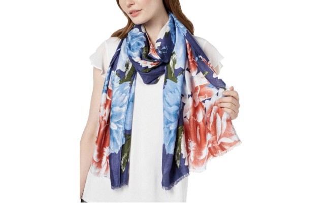  Women's Painted Dusk Floral Wrap & Scarves, Blue