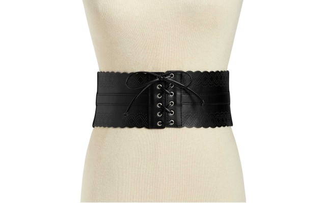  Womens Perforated Corset Belt (Black, XS/S)