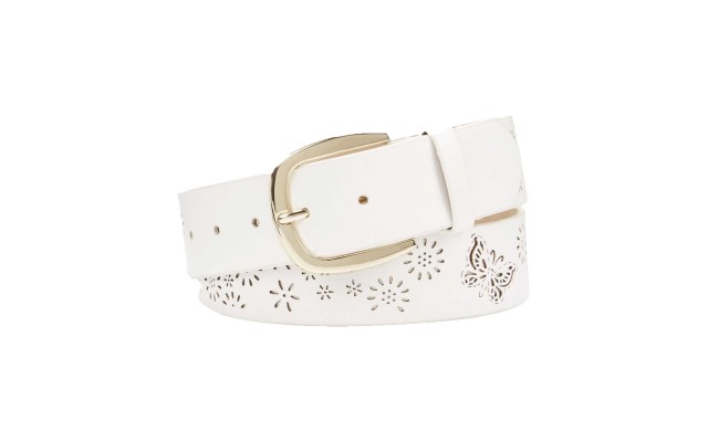  Women's Perforated Flowers Butterfly Belt