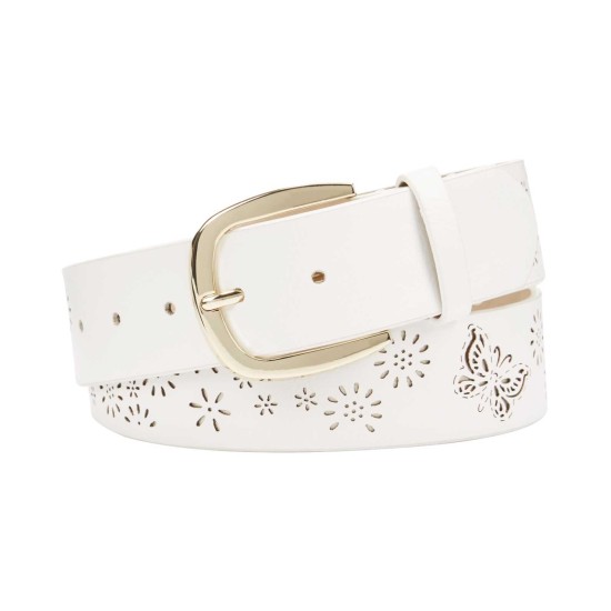  Women's Perforated Flowers Butterfly Belt