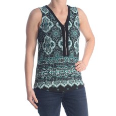 INC International Concepts Women’s Petite Zip-Front Printed Tank Top (Scarf Paisley, PXS)