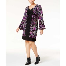 INC International Concepts Women's Plus Bell-Sleeve Ponté Shift Dress