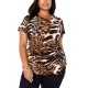  Women’s Plus Size Animal-Print Blouse Pullover Tops T-Shirt